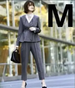 【美品】ペプラムジャケット&パンツセットアップフォーマルセレモニースーツ　M