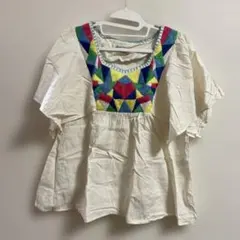 RODEO 刺繍入りアイボリー半袖ブラウス Fサイズのサムネイル
