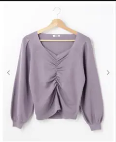 ライトブルー ギャザー長袖ニット　INGNI