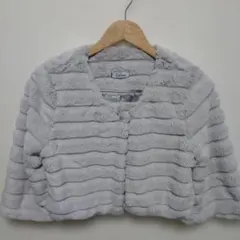 Latina グレー コットン　ハーフコート ストライプデザイン　10号