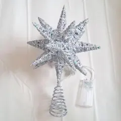 ★ クリスマス ツリー オーナメント トップスター LED ライト 装飾 電池式