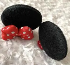 ディズニー　ミニー　ヘアクリップ　パッチン　髪留め　ドット　リボン　ヘアピン