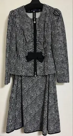 白黒チェック柄 ジャケット＆スカートセット　値下