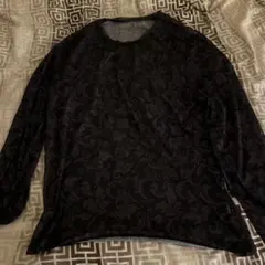 黒 フローラルパターン 長袖カットソー