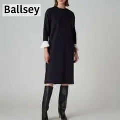 Ballsey ニットコンビポンチ クルーネックワンピース 36 ネイビー