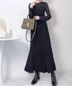 クラシカルエルフ 楊柳ランダムプリーツマーメイドスカート ブラック (L)