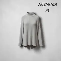 &.NOSTALGIA リブニット ハイネック フレア グレー M タグ付き