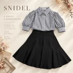 美品【SNIDEL】ストライプブラウス×ミニフレアニットスカート セット