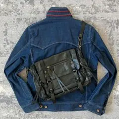 【Y2K】leather messenger bag studs belt