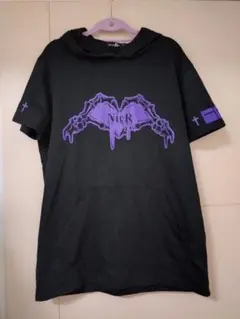 NieR 半袖パーカー Tシャツ ブラック パープル