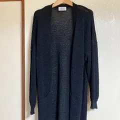 ロング丈 カーディガン ブラック 長袖のサムネイル