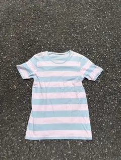 【美品】ジョンローレンスサリバン 太ボーダー Tシャツ 水色 ピンク Sのサムネイル