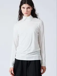 mizuiro ind シャツカラー ハイネックプルオーバー オフホワイト