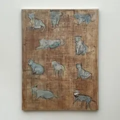 浅野 玲 アンティークブリキ アクリル画 「猫の親子」 浅野 玲 アンティークブリキ アクリル画 「猫の親子」 - メルカリ