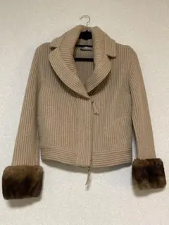 【美品・上質】　キャメル　ニット　ジャケット