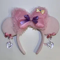 ディズニー　ミニー　カチューシャ　ピンク　リボン　イヤリング