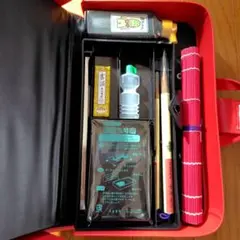 【美品 未使用】習字道具セット　赤