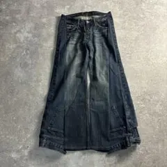 シンプル切替 リメイクデニム ワイドフレア 再構築 y2k vol.152