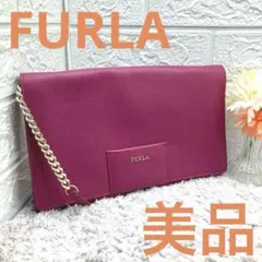 美品❣️ FURLA フルラレザー クラッチバッグ ショルダーバッグセカンドピンク