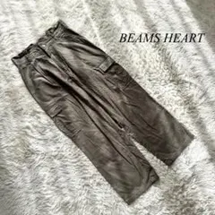 G3【ビームスハート】ハイウエストカーゴパンツ　カーキ　M カジュアル　無地