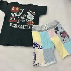デニムダンガリー　ミッキー　Tシャツ・ハーフパンツ　サイズ140 2点セット