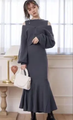 GRL 前後2WayカーディガンXマーメイドワンピースニットセット rut667