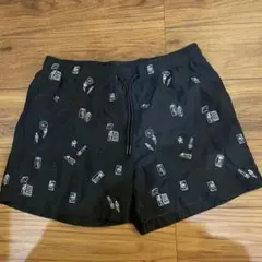 ZARAビーチ柄刺繍 メンズ 水着サーフパンツショートパンツ ブラック32のサムネイル
