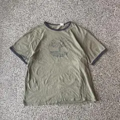 90s Timberland リンガー半袖カットソー L カーキ