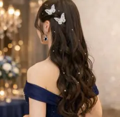 【新品】蝶々　バタフライ　ヘアクリップ　ヘアアクセ　パール　結婚式　卒業式