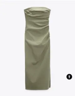 ZARA ノースリーブ ロングワンピース XS オリーブグリーン