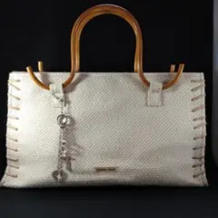 Samantha Thavasa サマンサ 木製ハンドル ベージュ ハンドバッグ