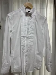 ホワイト タキシードシャツ スタンドカラー