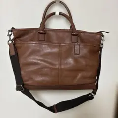 COACH 本革レザー 2Wayビジネストートバッグ 茶のサムネイル