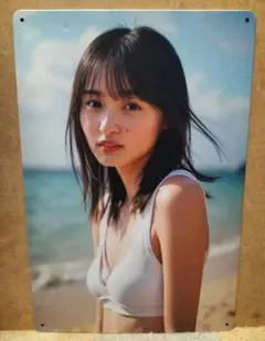 ブリキ看板　女性SAKURA④新品 小さな傷凹み有り