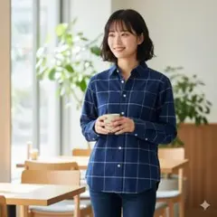 OLD NAVY ネイビー チェック柄 長袖シャツ S