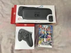 Nintendo Switch 2 純正プロコン、ケース、スマブラ3点セット