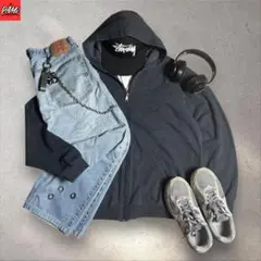 c-boy style (T8)ジップパーカーアメカジストリートコーデノームコア