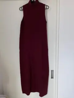 【ZARA】ノースリーブニットロングワンピース バーガンディ