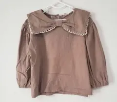 TheBeige☆長袖ブラウンリボントップス　90サイズ　ベビー　女の子