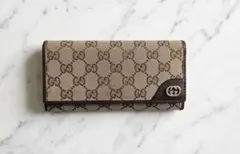 GUCCI GGキャンバス プレート 長財布 Wallet 112715 - メルカリ