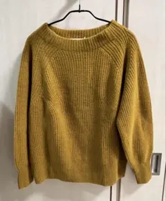 新品★グリーンレーベルリラクシング★ボートネック長袖ニット★マスタードカラー