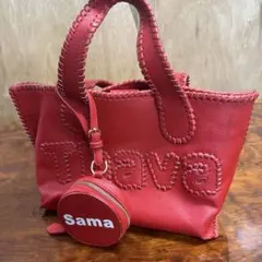 サマンサタバサ　赤い刺繍ロゴトートバッグと小銭入れ 0224k19