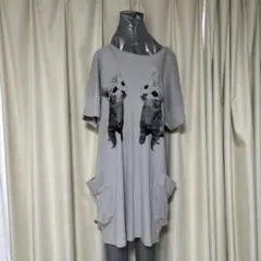 猫プリント グレー トップス　タグ付未使用