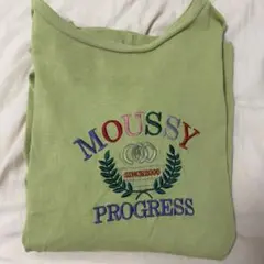 MOUSSY 半袖Tシャツ グリーン ロゴ刺繍 フリーサイズのサムネイル