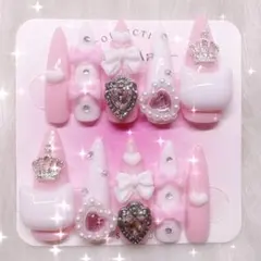 ネイルチップ 地雷系 量産型 かわいい 白ピンク ねこ 平成女児