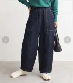 yuni ユニ コットンリネン デニム ワーク コクーン パンツ S