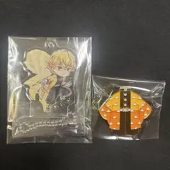 鬼滅の刃 我妻善逸 隊服 ピンズ アクリルキーホルダー 2点セット