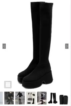 GRLストレッチニット厚底ロングブーツzr1194