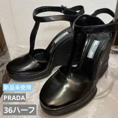 美品 プラダ ストレッチブーツ ヒール 三角ロゴ ヒール 36 オープン