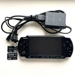 PSP3000 ブラック本体 (ジャンク品) ACアダプター+メモリースティック